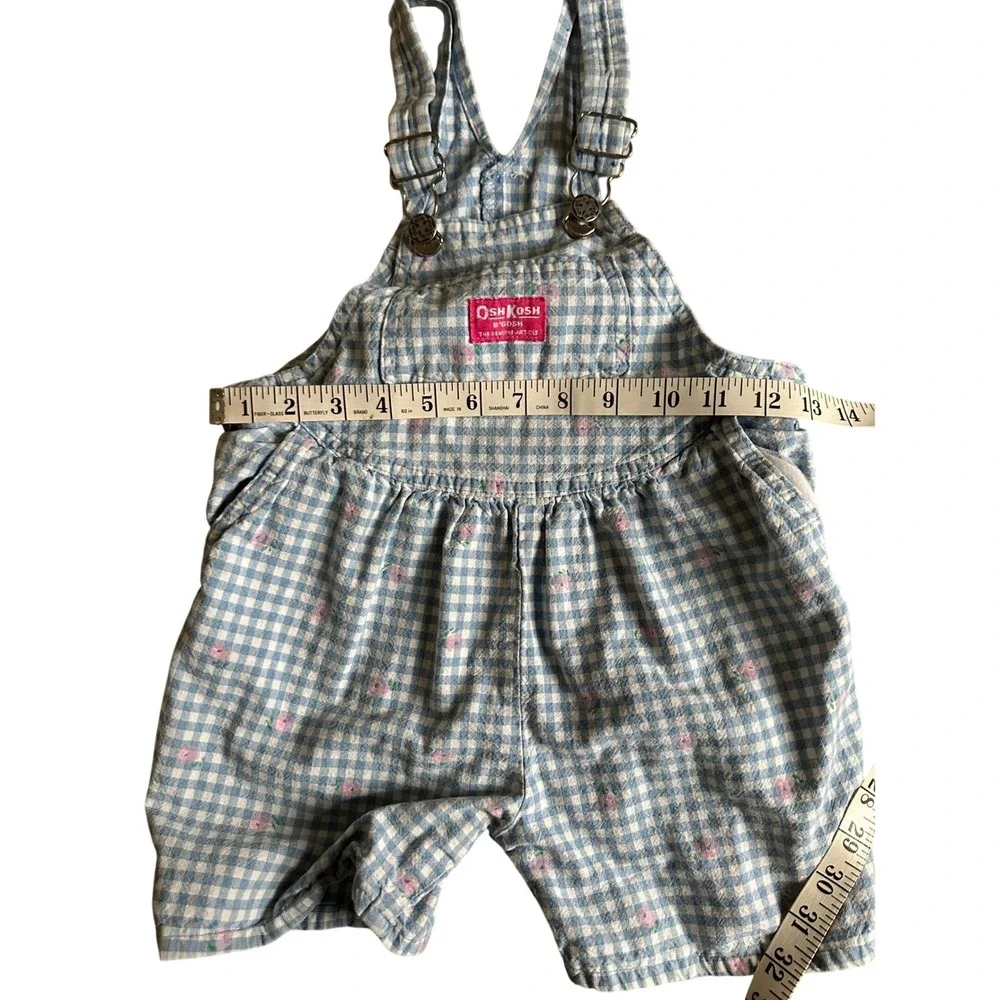 Vintage Oshkosh Floral Gingham Shortalls Toddler Girl 5 Bibs Cottagecore Boho